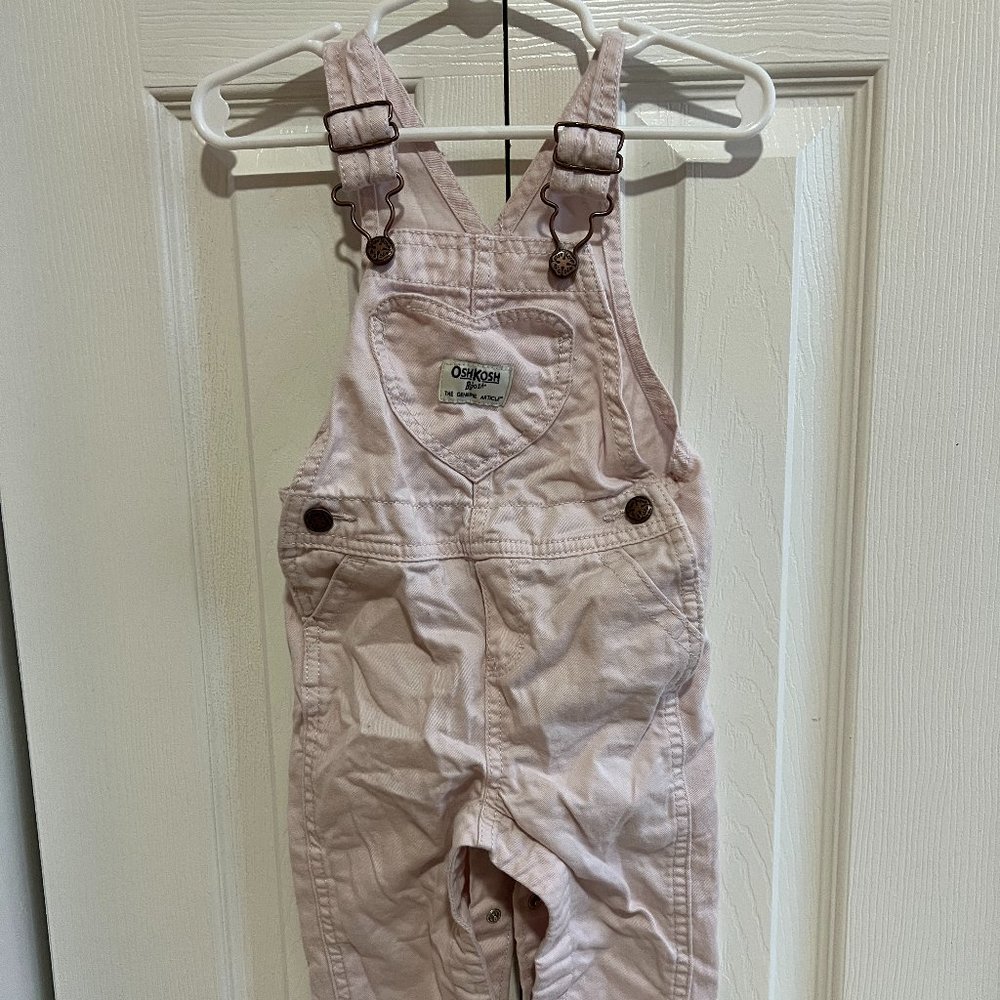 OshKosh Bgosh Heart Pink Pocket Overalls 18M